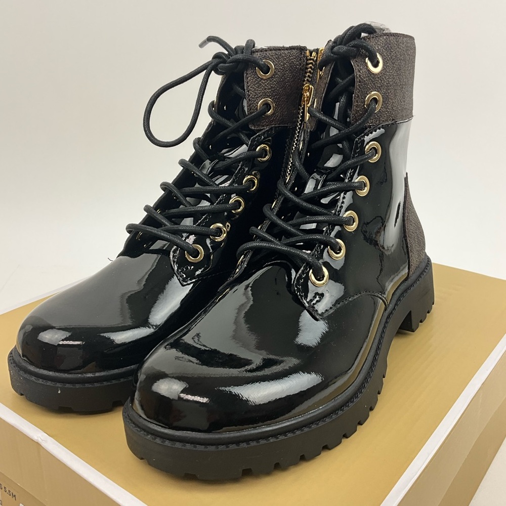 Michael Kors Alistair Lace-Up Lug Sole Combat Booties New In Box